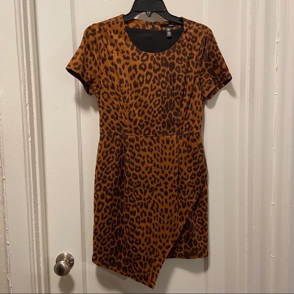 Aqua faux suede leopard print dress - Picture 2 of 4